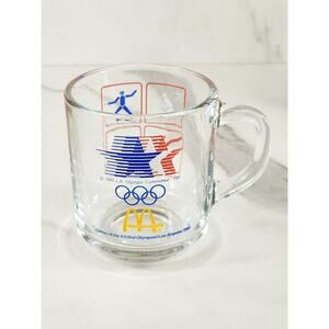 Los Angeles Olympic 1984 Glass Clear Mug Teacup 10oz McDonald's 3 1/2" Vintage